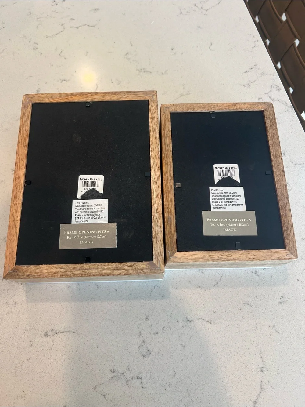 Marble-Trim Wooden Photo Frames Set